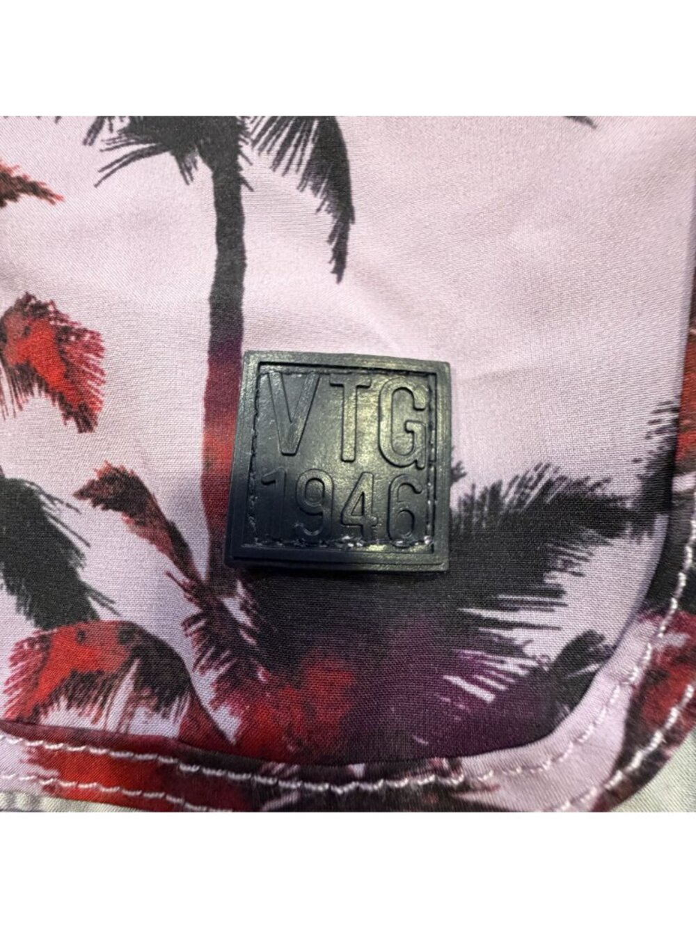 NWOT VTG 1946 Mens XL Purple Palm Tree Print Swim Shorts 92% Polyester 8% Spande - Picture 5 of 9